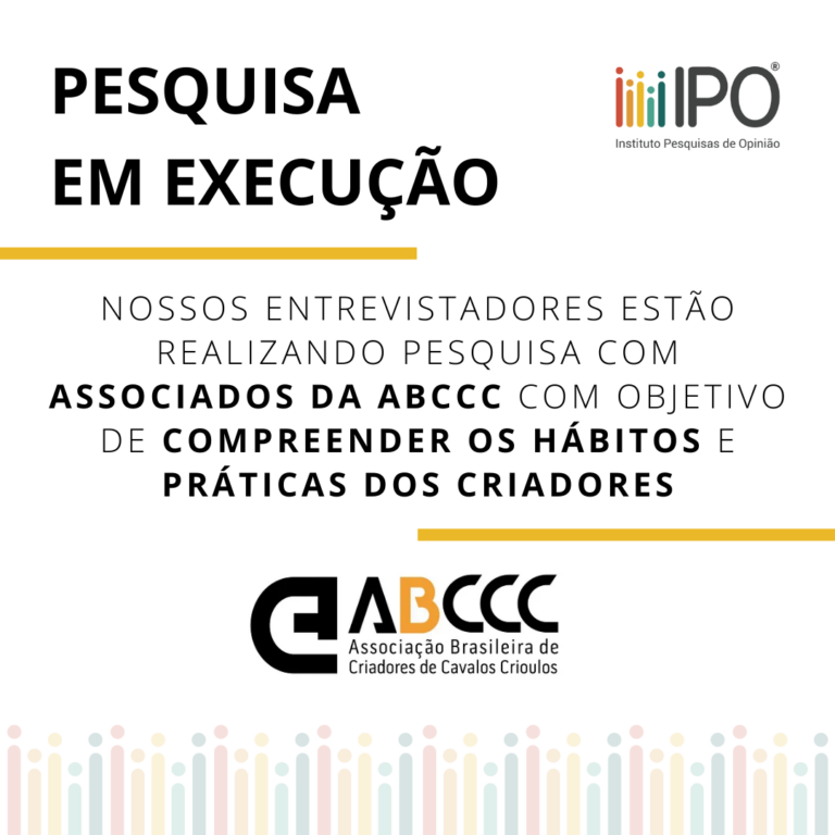 Estamos realizando uma pesquisa para a ABCCC – IPO – Instituto pesquisa